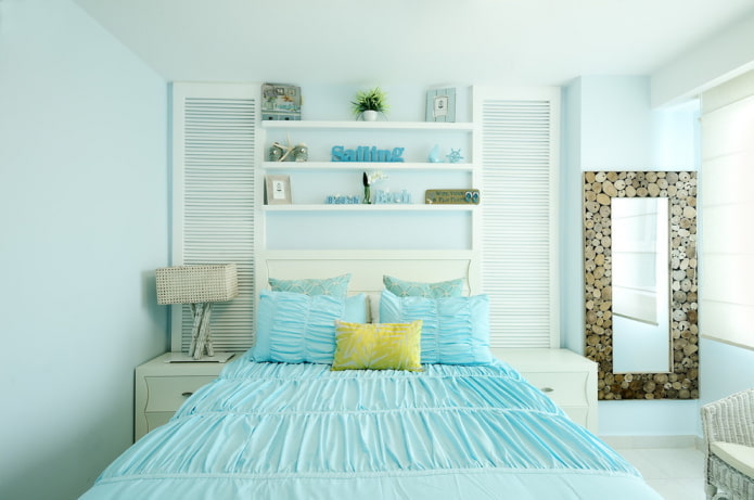 Спальня в голубых тонах: дизайн, 50+ фото в интерьере