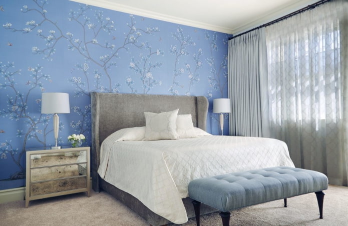 Дизайн синей спальни: 60+ фото в интерьере, современные идеи оформления