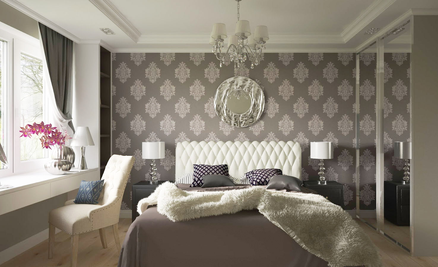 Серые обои в интерьере спальни: вдохновляющие идеи для дизайна, 70 фото