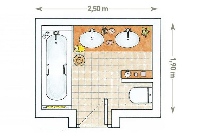 7 планировок маленькой ванной комнаты