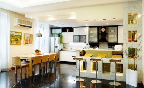 Совмещенная кухня (100 фото): примеры современного дизайна и идеального сочетания по цвету и стилюВарианты планировки и дизайна