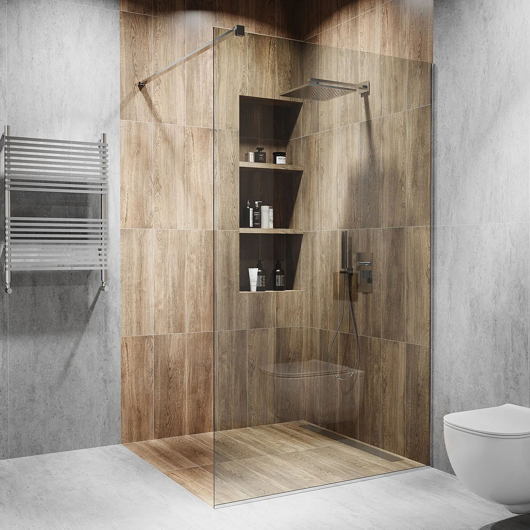 Душові перегородки Model-A від Alfa-Glass у сучасному інтер’єрі