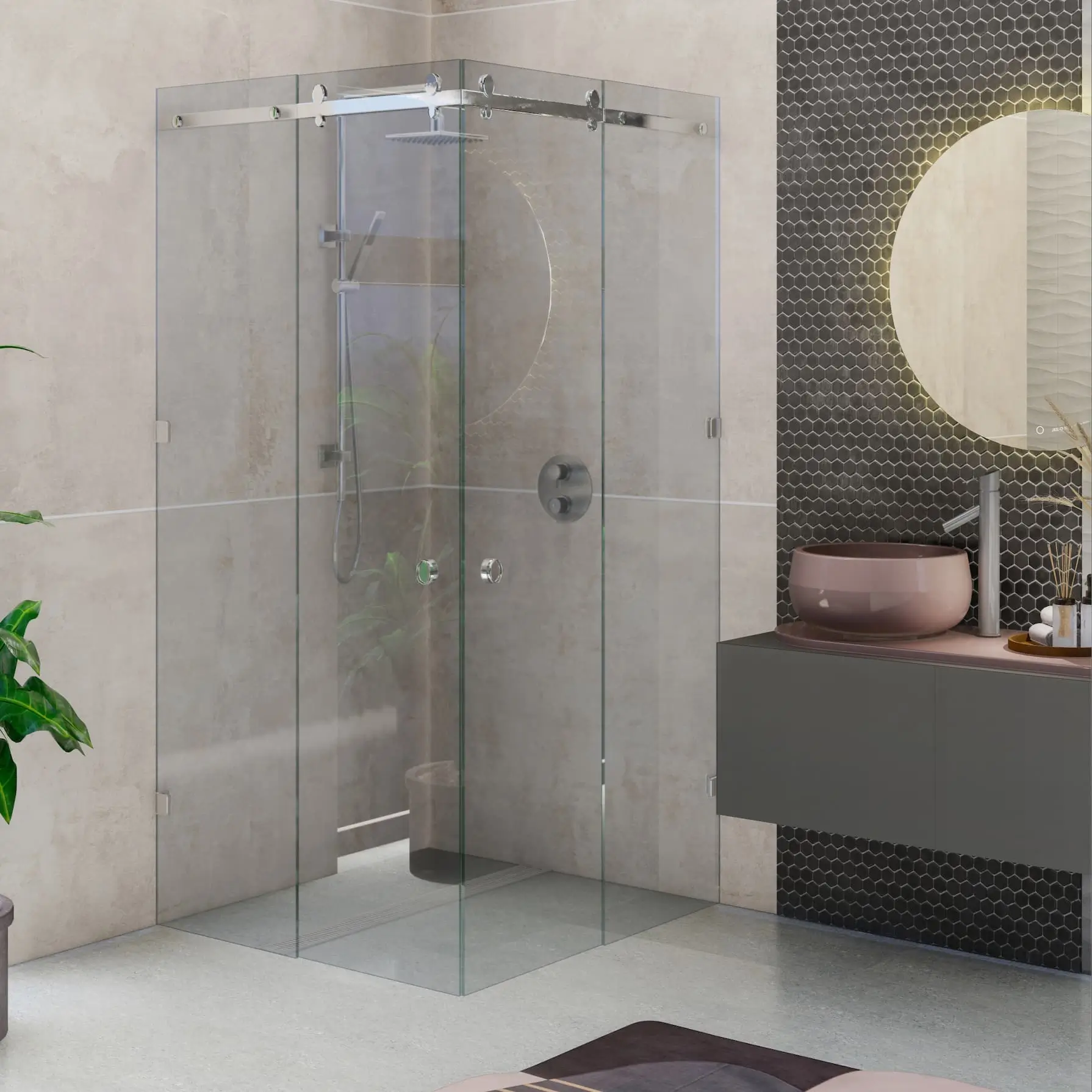 Приклад душової стаціонарної перегородки (walk-in)