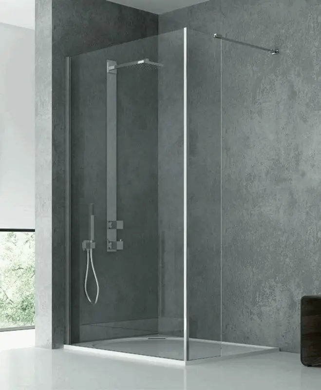 Матове скло й чорна фурнітура у мінімалістичній душовій